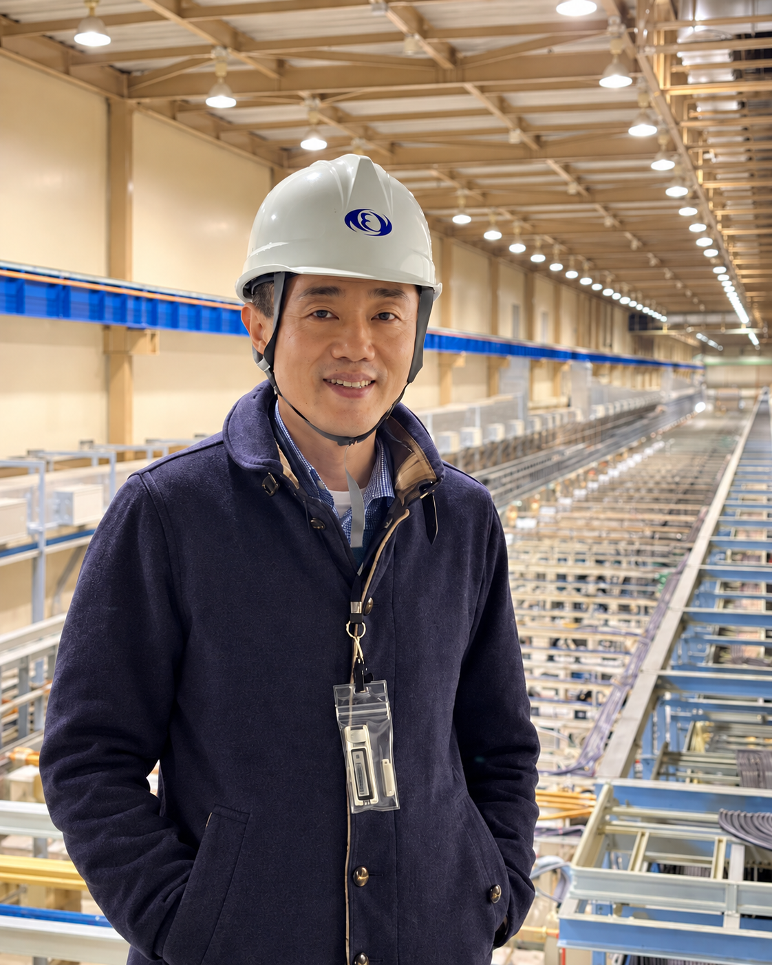 Yong Liu beside the J-PARC accelerator